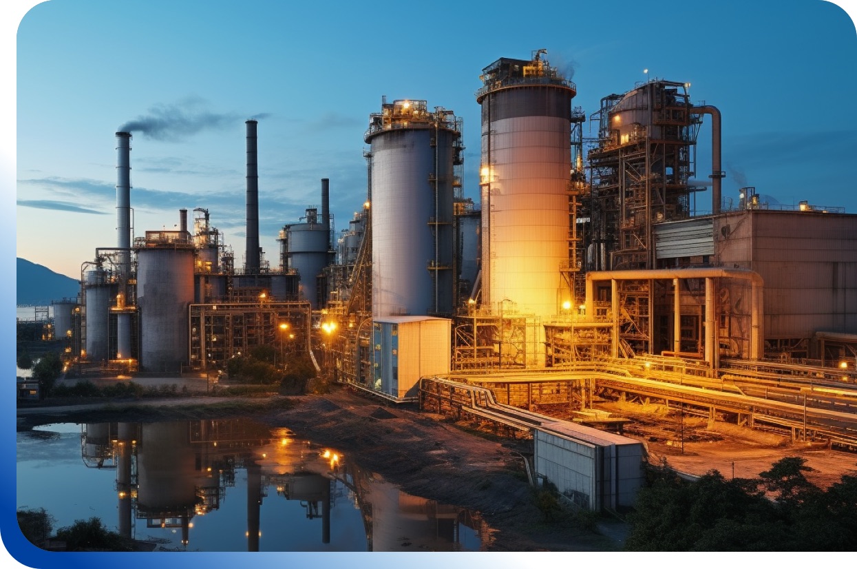Usine industrielle au crépuscule